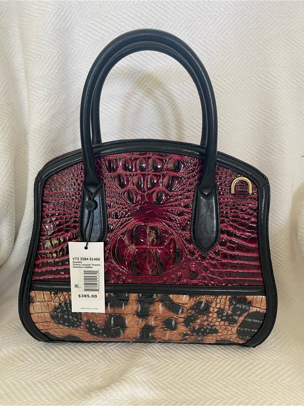 Brahmin Rosetta Cherry Towers Lacquer, NWT, crossbody strap included - Picture 2 of 6